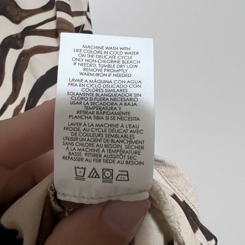 Cabi 3771 Zebra Print Flutter Sleeve Blouse Medium Cream Brown Animal Print Top - Picture 8 of 9